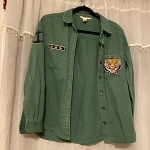 Forever 21 Los Angeles Army Shacket/Button Down With Patches